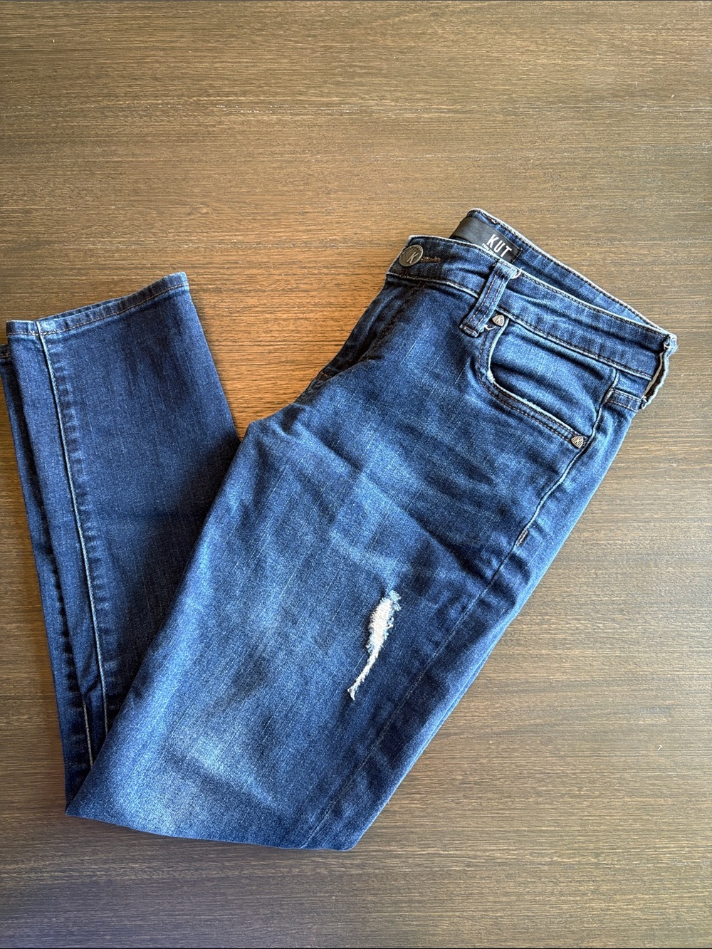 Kut from the Kloth Medium Wash Distressed Skinny Jeans
